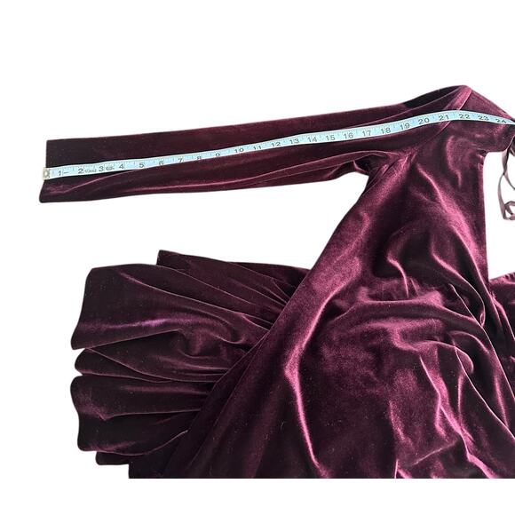 Eliza J Burgundy Cutout Vamp Wedding Guest Velvet Formal Maxi Gown Dress Size 6 - Picture 11 of 12
